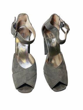 MICHAEL KORS | women’s 8.5 gray suede ankle strap heels